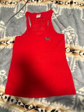 PINK Victoria's Secret Red Ribbed Racerback Tank